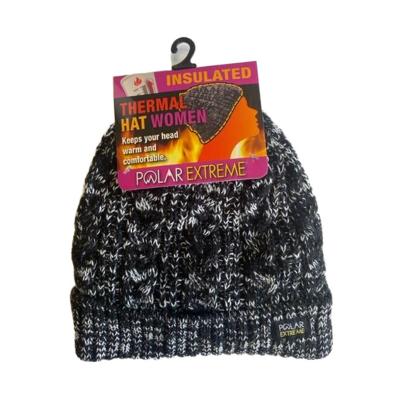 Polar Extreme Accessories - Polar Extreme Black & White Women's Thermal Insulated Winter Knit Hat Beanie …